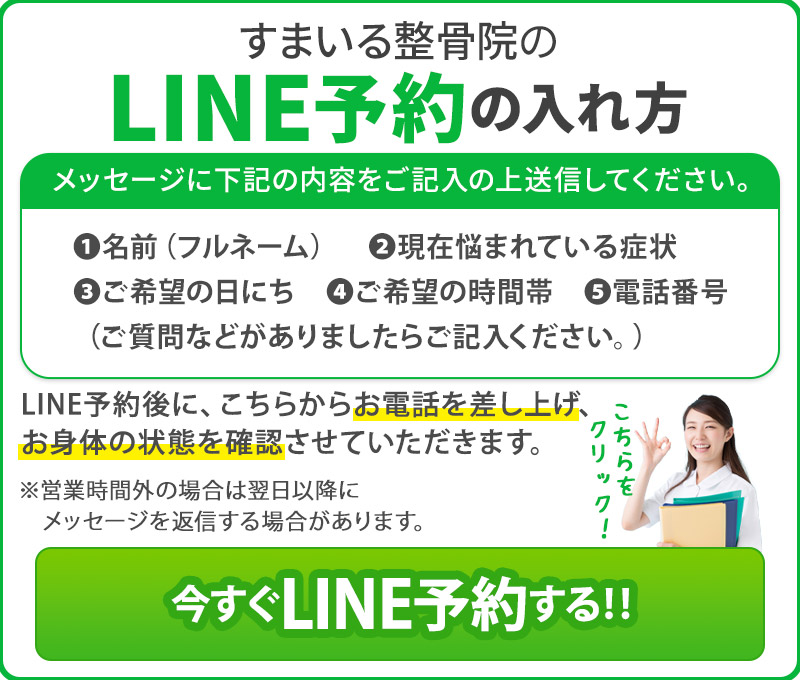 問い合わせページ - 足立区西新井で本格派整体ならすまいる整骨院